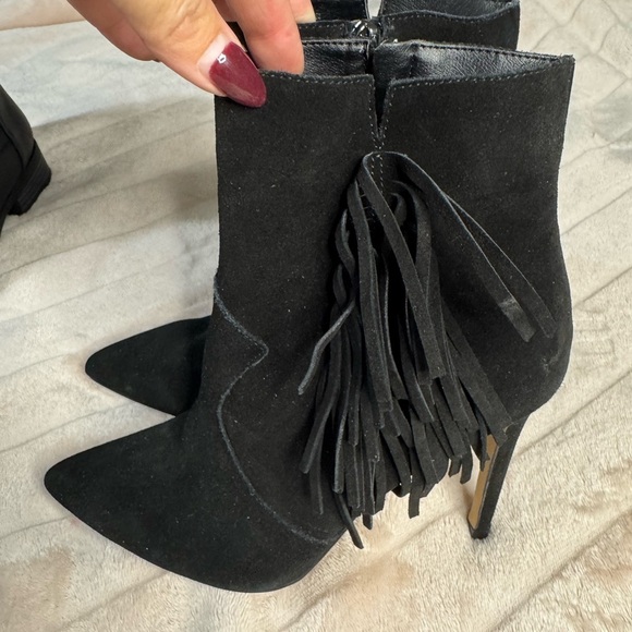 Jessica Simpson Shoes - Jessica Simpson Black Suede Fringe Heeled Boots